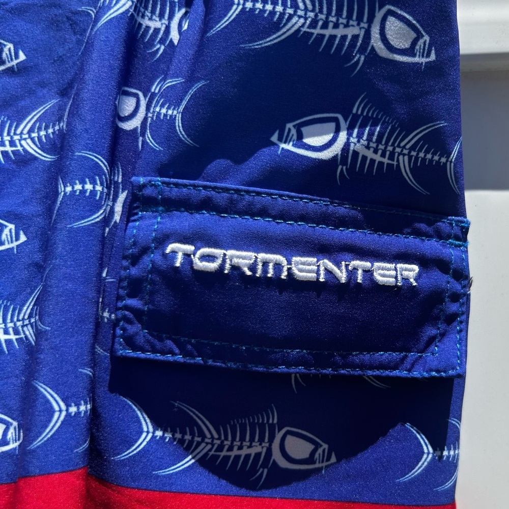 Tormentor Men’s Waterman Red White & Blue Stretch 10” Board Shorts | Size 38